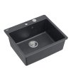 QUADRON | MORGAN 110 FM PRODUKT NA ZAMÓWIENIE | granitowy zlewozmywak kuchenny CZARNY + STAL | wymiary: 56,5 x 49,5 x 21,6 cm | 1-komorowy na równi w blatem | podbudowa szafki od: 60 cm HB8304U8FMBSP2O